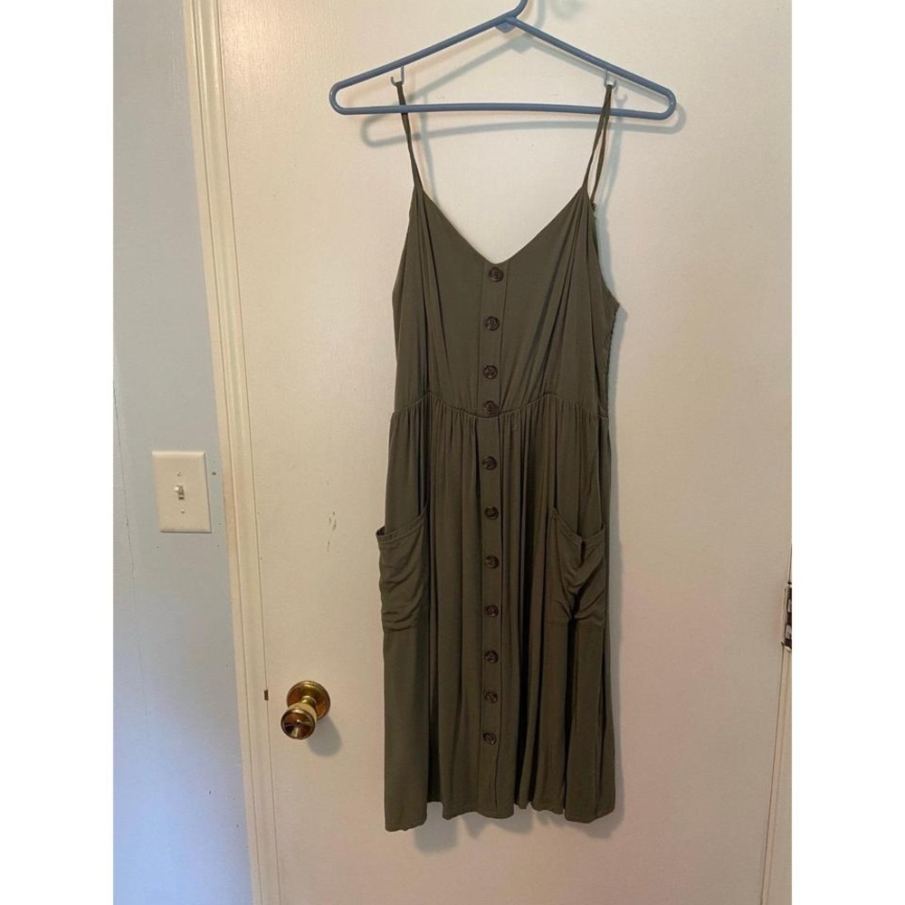Angashion (Amazon) Army Green Sleeveless Dress Size Large NWOT - Picture 1 of 6
